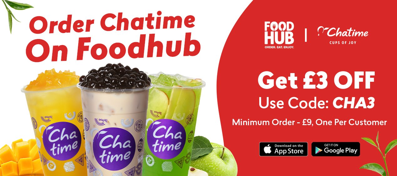 Foodhub takeaway app has partnered with bubble tea franchise Chatime